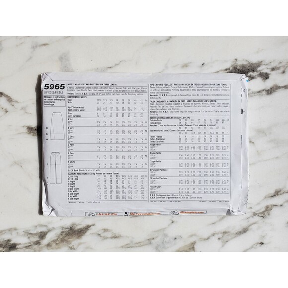 2000s Sewing Pattern Wrap Skirt + Pants Each in 3 Lengths - Size 6, 8, 10, 12 - Picture 2 of 2